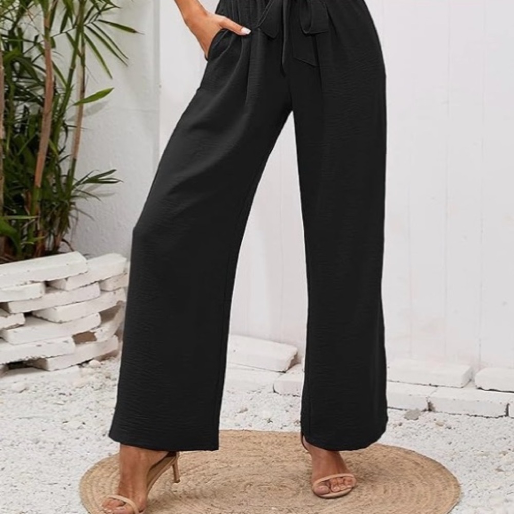 Lena Gabrielle | Size 10 | Petite | Waist Ribbon Tie | Palazzo Wide Leg | 0122